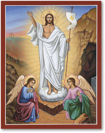 Jesus resurrecting from the tomb
